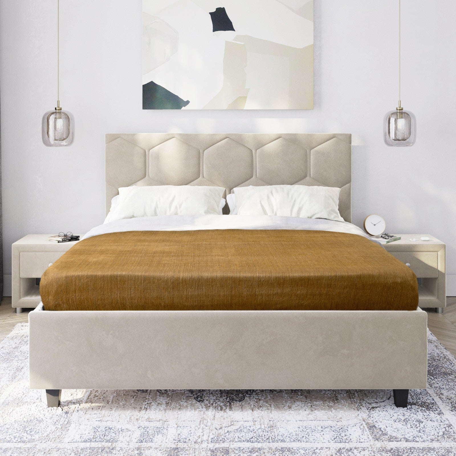 Chilintomo - Double Density Baby Alpaca Wool Throw Blanket / Sofa Cover - Queen 94 x 65 - camel gold