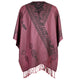Guayllabamba - Lightweight Fine Alpaca Wool UNISEX Ruana Cape Poncho/Shawl - Rose Pink with authentic black pattern