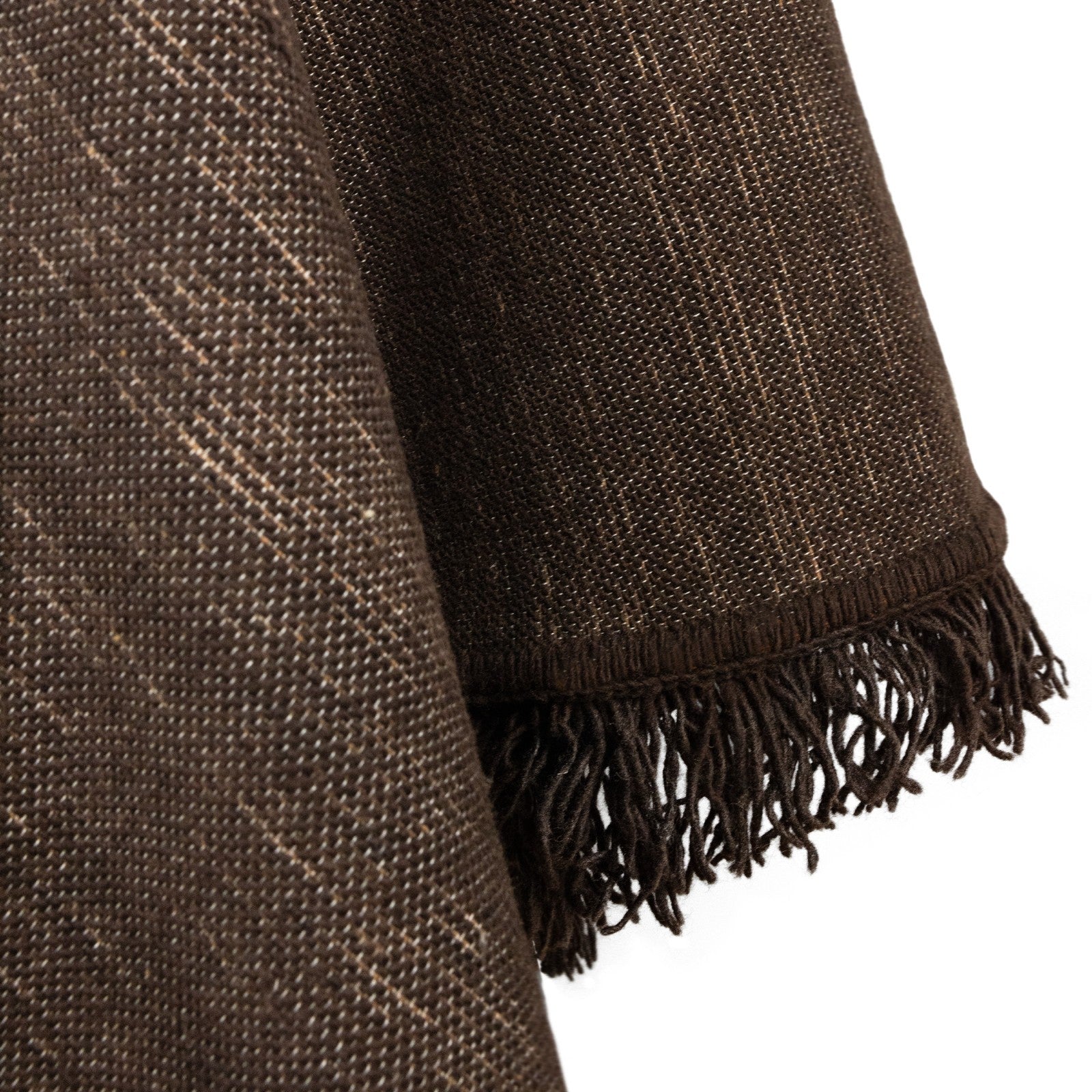 Chaska - 100% Llama Wool Handwoven Hooded Poncho – Earth Brown Pattern – Pocket - Unisex