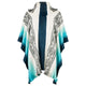 Punin – Lightweight Alpaca Blend High-Collar Poncho – Turquoise & Blue – Unisex