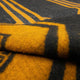 Totoras - Heavy and Thick Extra Large Llama wool artisanal handwoven Blanket - Mustard Gold / Black - Aztec Pattern