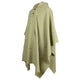 Pillagua - 100% Llama Wool Handwoven Hooded Poncho - Unisex - solid olive green - pocket