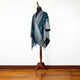 Achupallas - Lightweight Fine Alpaca Wool UNISEX Ruana Cape Poncho/Shawl - Gray with authentic blue pattern