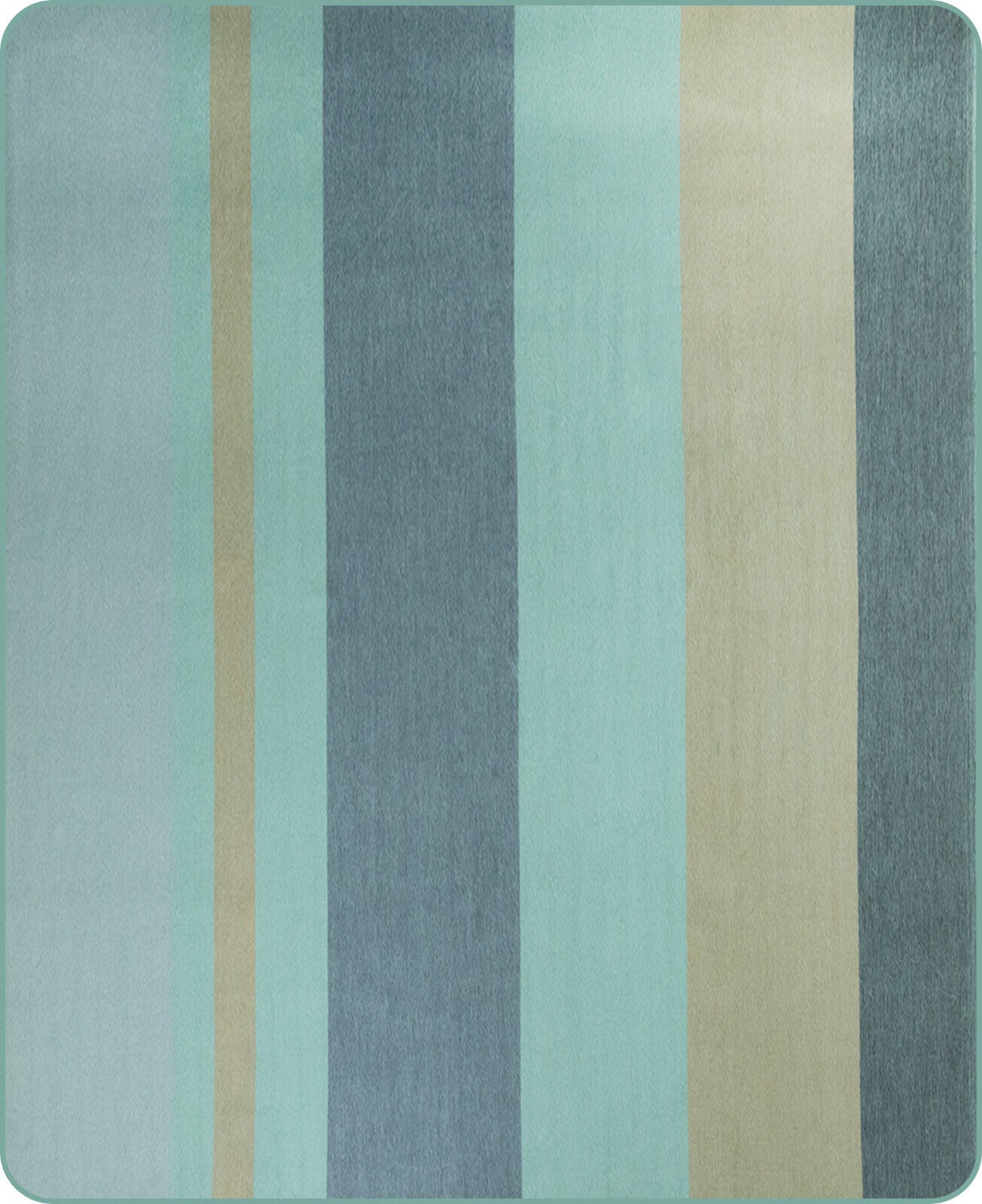 Tulabug - Baby Alpaca Wool Throw Blanket / Sofa Cover - Queen 97 x 65 in - Multicolor Striped in Aqua blue, Slate & Sand Tones