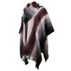 Zhinay – Lightweight Alpaca Blend High-Collar Poncho – Burgundy & Gray – Unisex