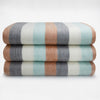 Yanacocha - Baby Alpaca Wool Throw Blanket / Sofa Cover - Queen 97 x 67 in - Multicolor Striped in Aqua blue, Ivory, Slate & Clay Tones