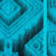 Cuyabeno kids alpaca hooded poncho – fluffy fabric displays a geometric pattern with turquoise and dark blue diamond shapes in a soft, textured design. No text is visible