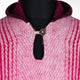 Pucaloma - Llama Wool Unisex South American Handwoven Hooded Poncho - pink-purple striped pattern