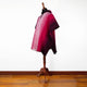 Pucaloma - Llama Wool Unisex South American Handwoven Hooded Poncho - pink-purple striped pattern