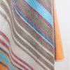 Yacullacta - Baby Alpaca Wool Throw Blanket / Sofa Cover - Queen 96 x 67 in - Multicolor Striped In Orange Blue Taupe