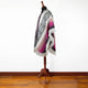Salasaca - Lightweight Baby Alpaca Fringed Hooded Poncho - Ivory, Gray, Pink & Plum - Unisex