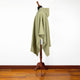 Pillagua - 100% Llama Wool Handwoven Hooded Poncho - Unisex - solid olive green - pocket