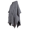 Quevedo - Llama Wool Unisex South American Handwoven Hooded Poncho - black and white pattern - pocket