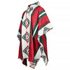 Villano - Llama Wool Unisex South American Handwoven Thick Hooded Poncho - Andean pattern - red-white-black colours