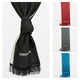 Scarves are displayed, featuring a primary image of a black scarf with a fringe and geometric pattern. To the right, smaller images show red, gray, and blue variations, each with a similar design.