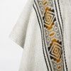 Iliniza - Llama Wool Unisex South American Handwoven Thick Hooded Poncho - Dimond pattern - White/Beige