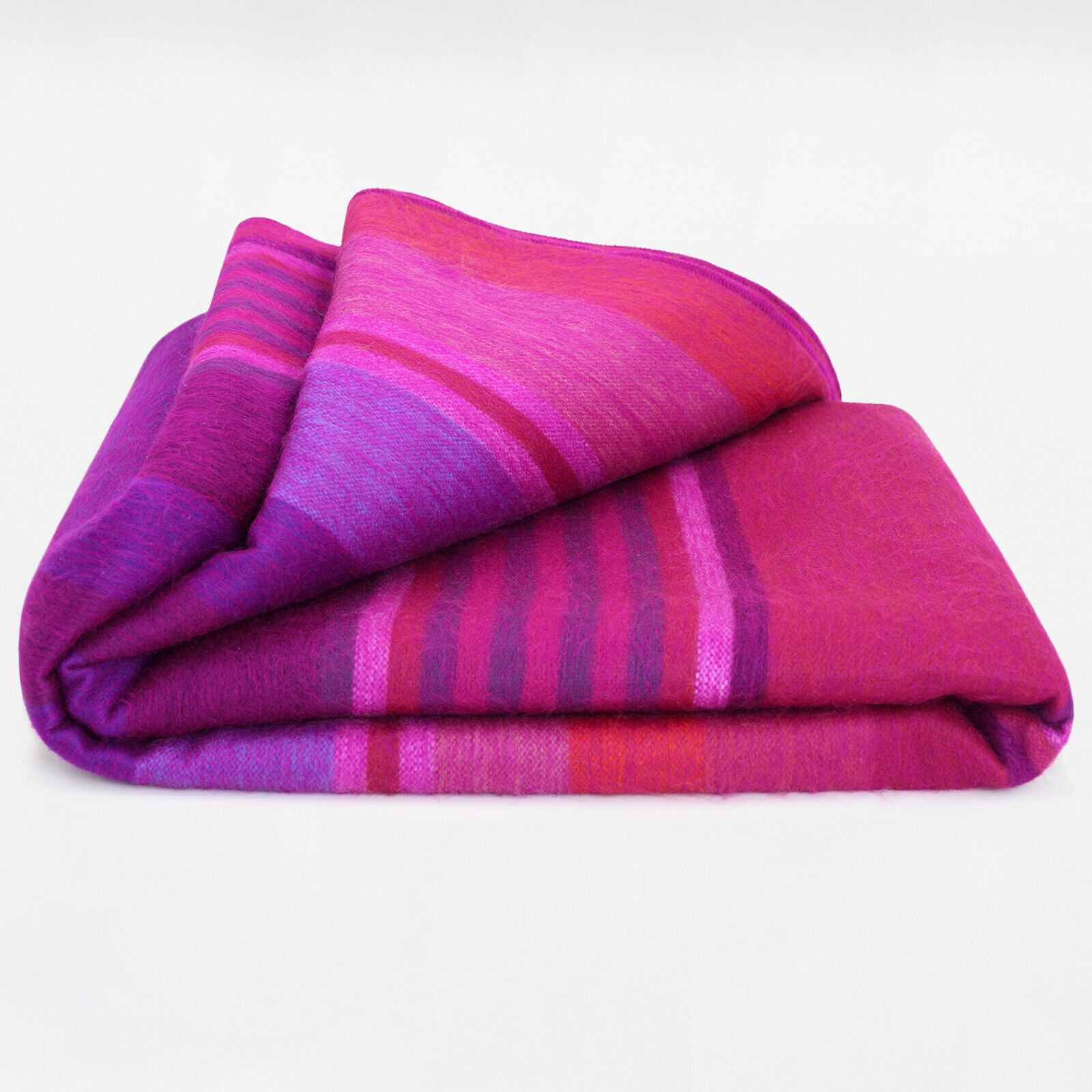 Chone - Baby Alpaca Wool Throw Blanket / Sofa Cover - Queen Size 97" x 69" - Vibrant Purples & Rich Pinks