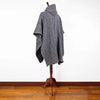 Quevedo - Llama Wool Unisex South American Handwoven Hooded Poncho - black and white pattern - pocket