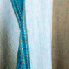 Lugulme - Lightweight Baby Alpaca Fringed Hooded Poncho - Beige/Turquoise/Blue - Unisex