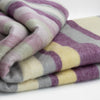 Saraguro - Baby Alpaca Wool Throw Blanket / Sofa Cover - Queen 96 x 67 in - Multicolor Striped in Plum, Lavender, Ivory, and Grey