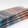 Yacullacta - Baby Alpaca Wool Throw Blanket / Sofa Cover - Queen 96 x 67 in - Multicolor Striped In Orange Blue Taupe