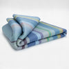 Sigsipamba - Baby Alpaca Wool Throw Blanket / Sofa Cover - Queen 96 x 65 in - Multicolor Striped in Blue & Green Tones