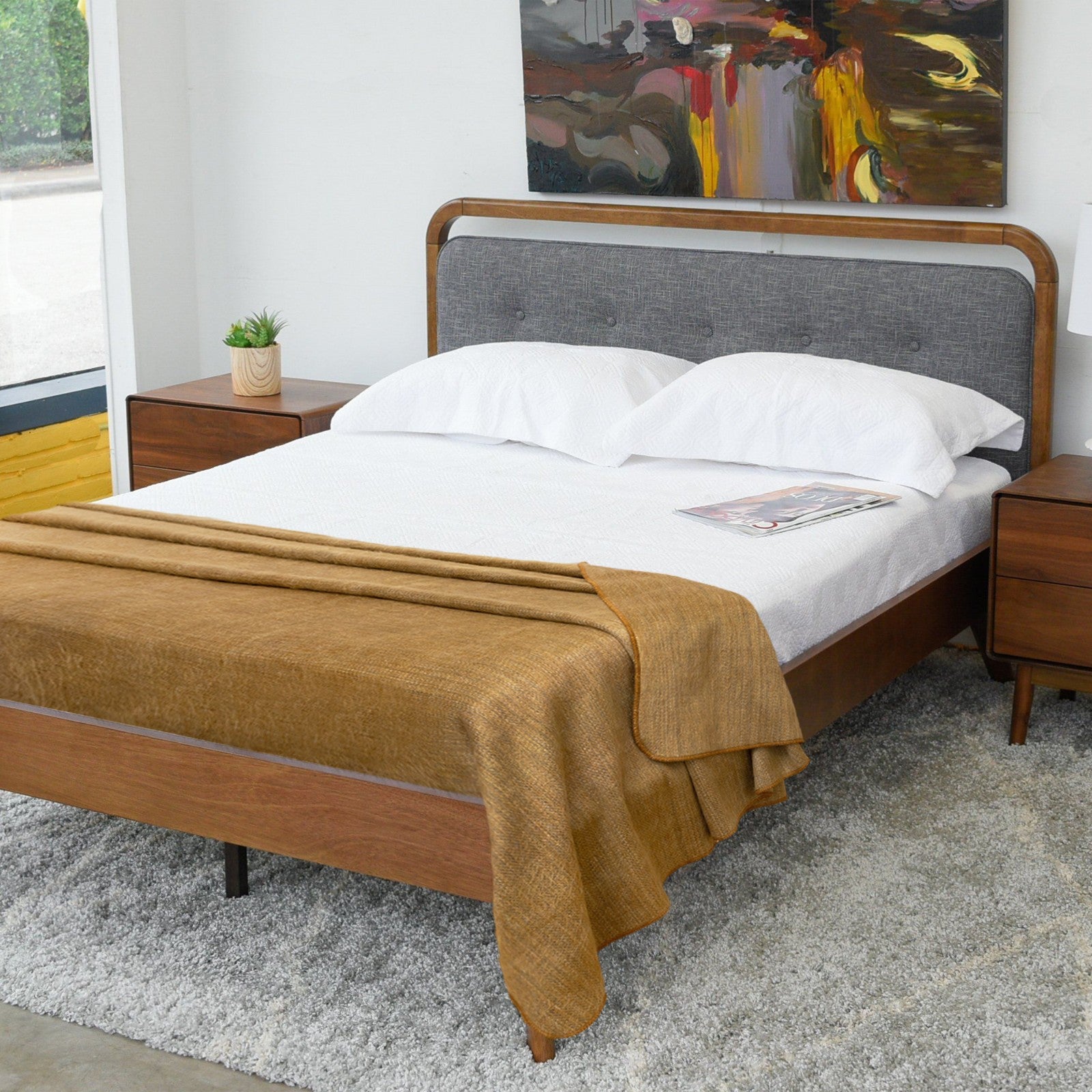 Chilintomo - Double Density Baby Alpaca Wool Throw Blanket / Sofa Cover - Queen 94 x 65 - camel gold