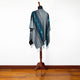 Achupallas - Lightweight Fine Alpaca Wool UNISEX Ruana Cape Poncho/Shawl - Gray with authentic blue pattern