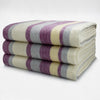 Saraguro - Baby Alpaca Wool Throw Blanket / Sofa Cover - Queen 96 x 67 in - Multicolor Striped in Plum, Lavender, Ivory, and Grey