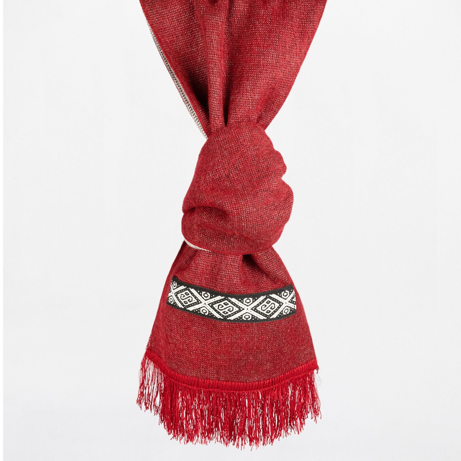 Alicia's FREE RED SCARF - Dual-Tone, Brushed Finish, Embroidery - Andean Elegance
