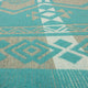 Chugchilan - Heavy and Thick Extra Large Llama wool artisanal handwoven Blanket - Turquoise/Sand - Aztec Pattern