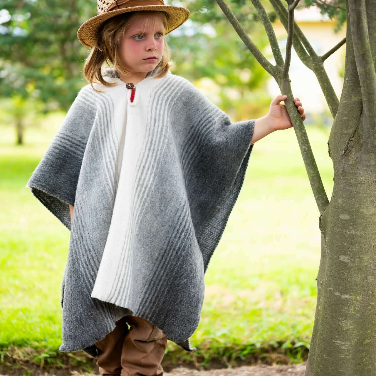 Llama Wool Unisex South American Handwoven Kids Poncho Pullover - All Sizes Family Look