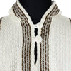 Guanabana - Llama Wool Unisex South American Handwoven Hooded Poncho - white with diamonds pattern