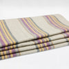 Quijos - Fine Alpaca Wool Throw Blanket / Sofa Cover - Queen 96 x 65 in - Multicolor Stripes in Lavender, Gold & Gray