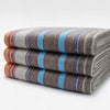 Yacullacta - Baby Alpaca Wool Throw Blanket / Sofa Cover - Queen 96 x 67 in - Multicolor Striped In Orange Blue Taupe