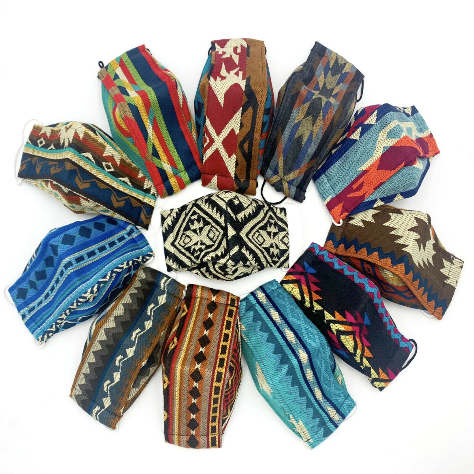 Mask Pattern From Circle Lot of 30 Reusable Washable Adult Unisex Face Masks - AZTEC PATTERN HA ...