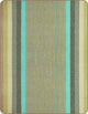 Cojitambo alpaca wool throw blanket – a blanket displays vertical stripes in shades of green, blue, and beige, creating a pattern. The setting is undefined