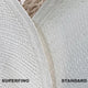 Two types of woven hat materials are displayed side by side for comparison. The text SUPERFINO and STANDARD labels each material, highlighting their different weave textures.