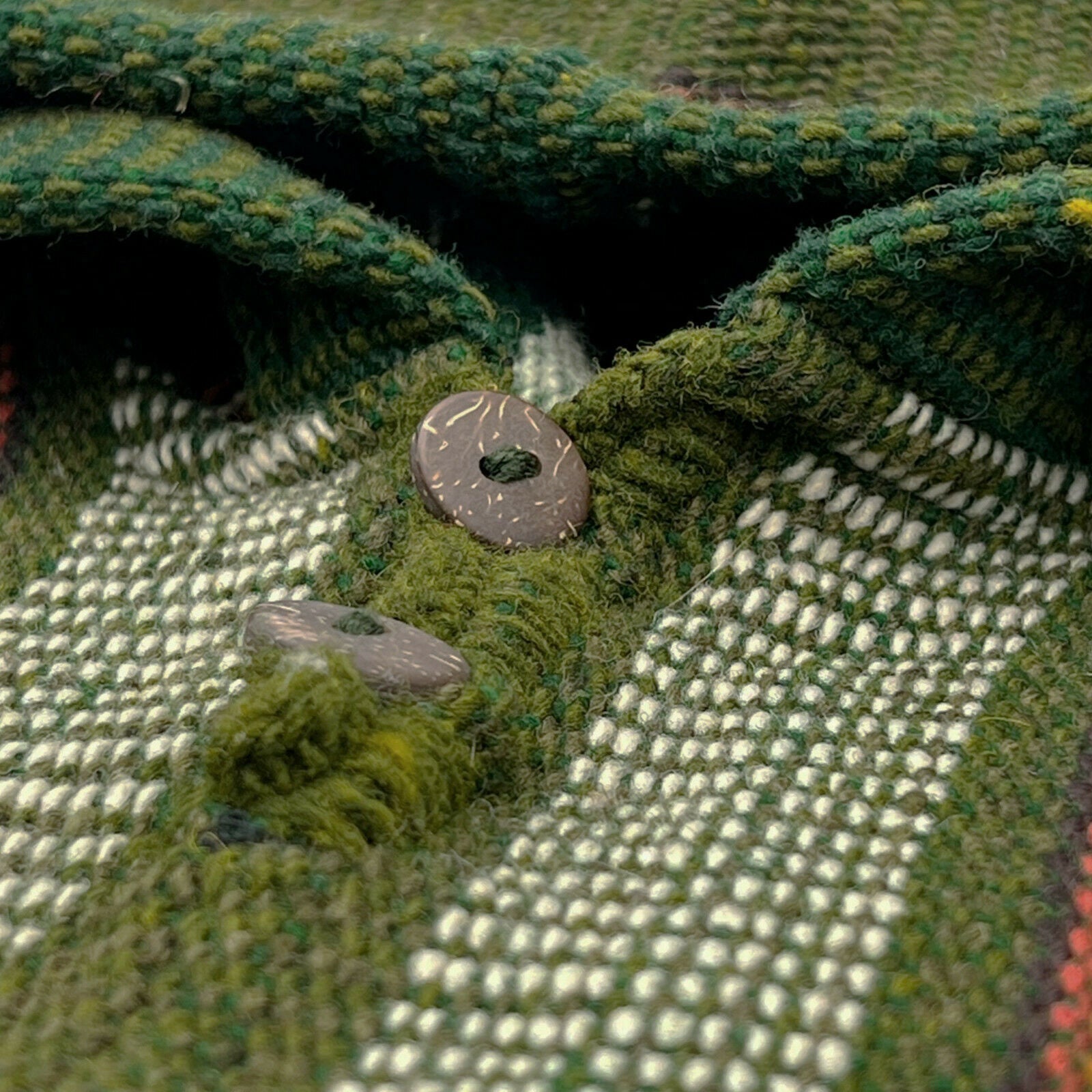 Mayaicu - Llama Wool Unisex South American Handwoven Thick Hooded Poncho - striped - olive green