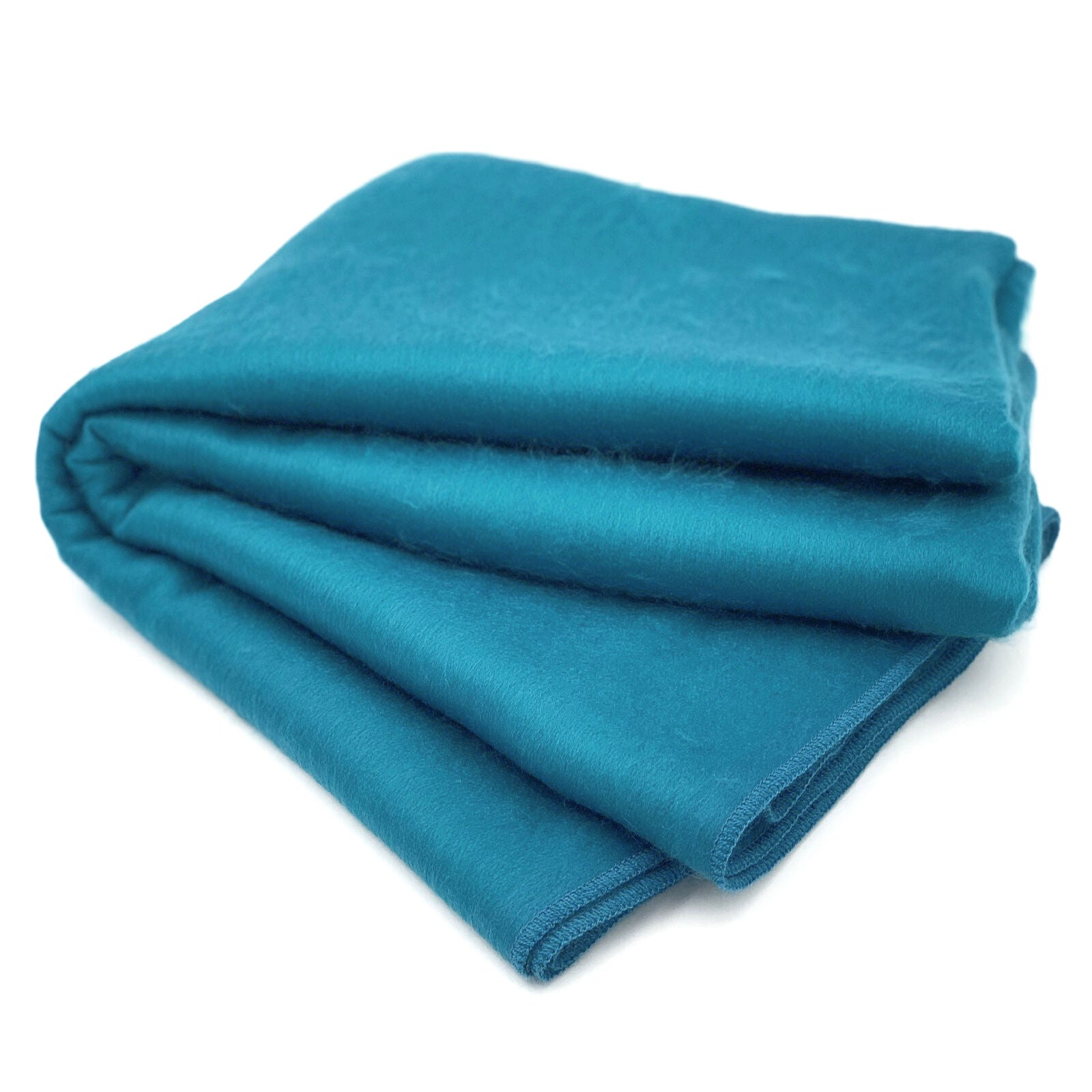 Moyaschucho - Baby Alpaca Wool Throw Blanket / Sofa Cover - Queen 90" x 65" - solid pattern teal/turquoise/blue/cyan