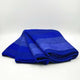 Chibuleo baby alpaca wool blanket – a folded, thick, blue-and-purple striped blanket rests against a plain white background, showcasing its soft and textured fabric layers