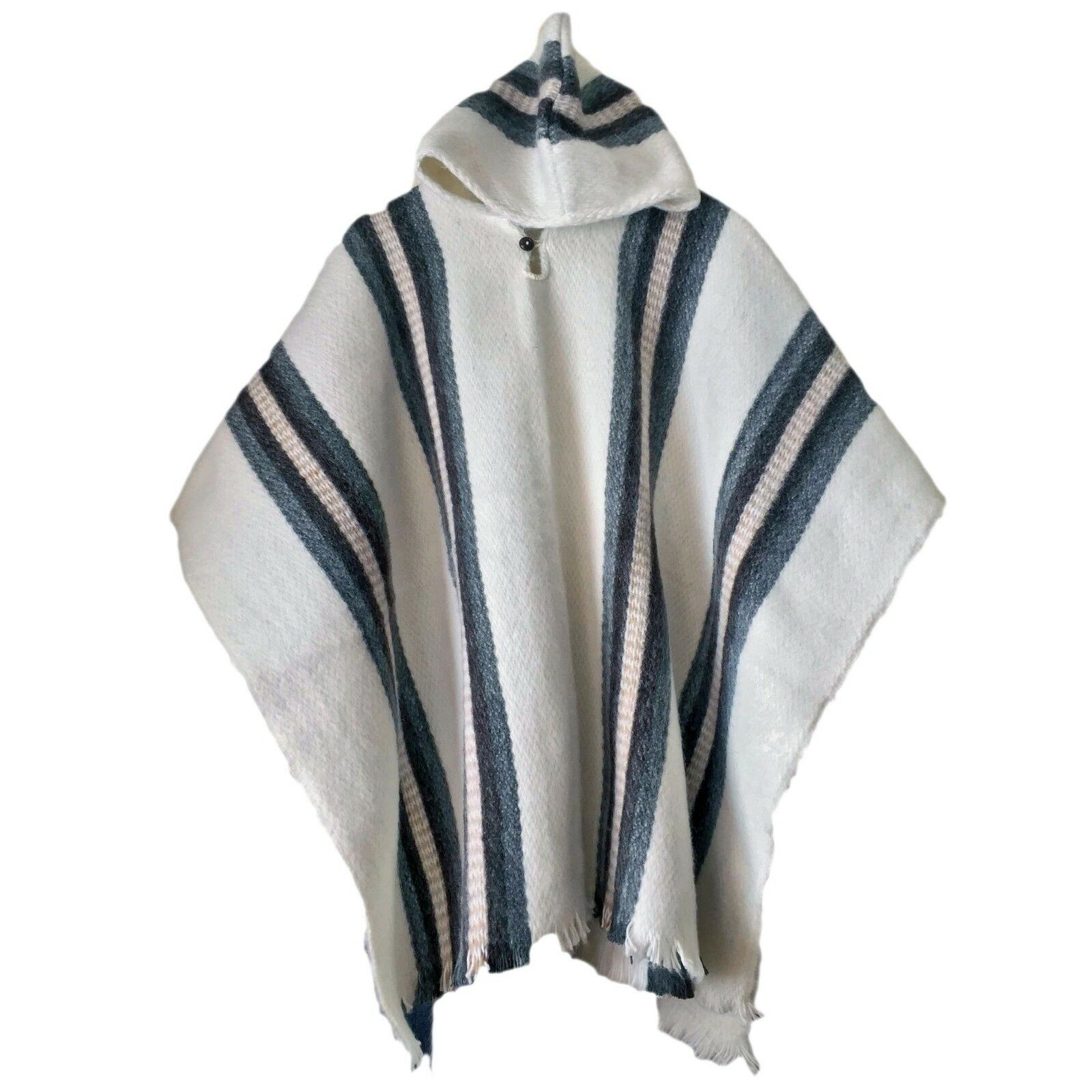 Llama Wool Unisex South American Handwoven Hooded Poncho Pullover ...