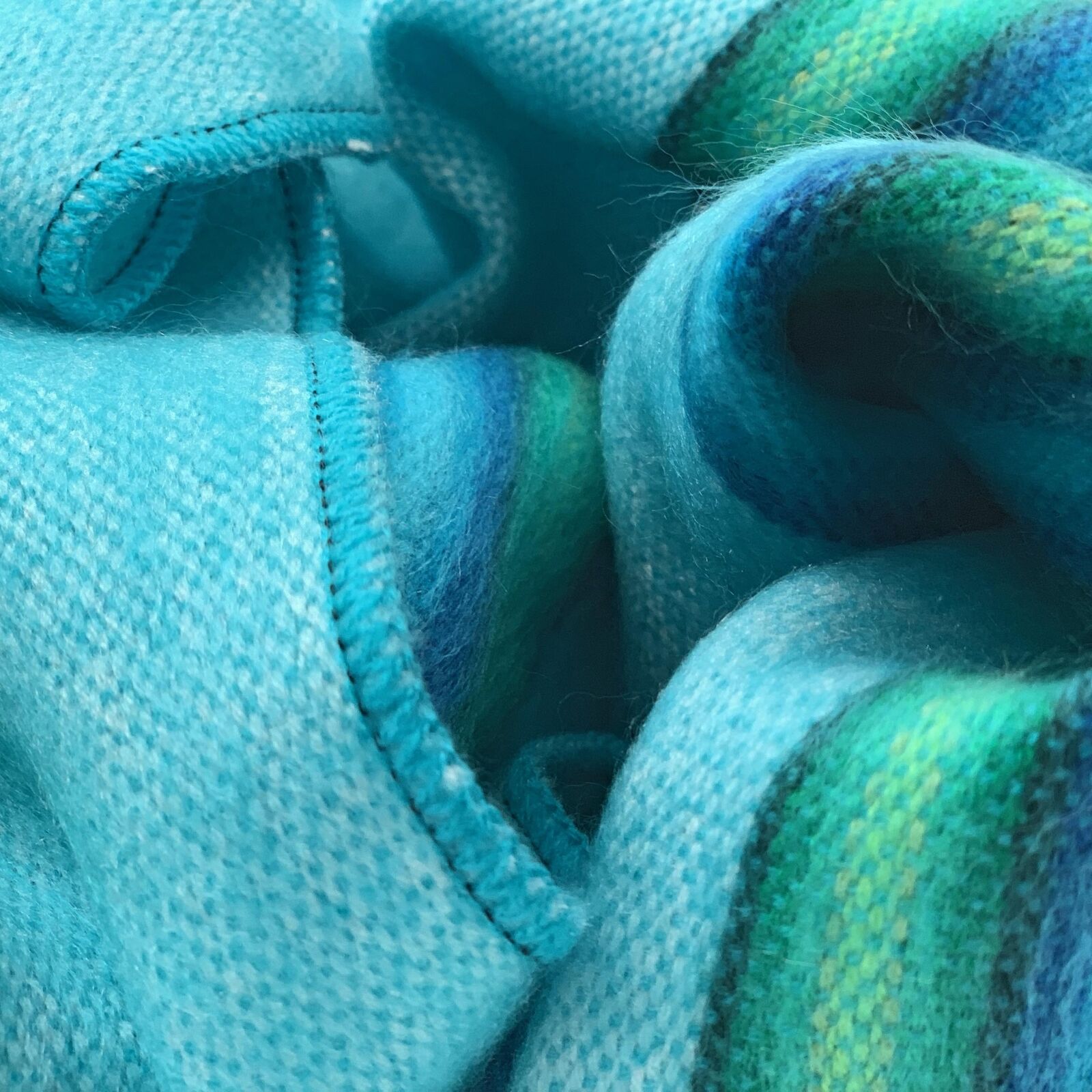 Machay - Baby Alpaca Wool Throw Blanket / Sofa Cover - Queen 90" x 63" - Aqua/Turquoise/Green