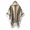 Load image into Gallery viewer, Chordeleg - Lightweight Baby Alpaca Fringed Hooded Poncho - Beige With Black Diamonds Pattern - Unisex