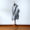 Load image into Gallery viewer, Llama Wool Unisex South American Handwoven Poncho - striped pattern white/gray/black