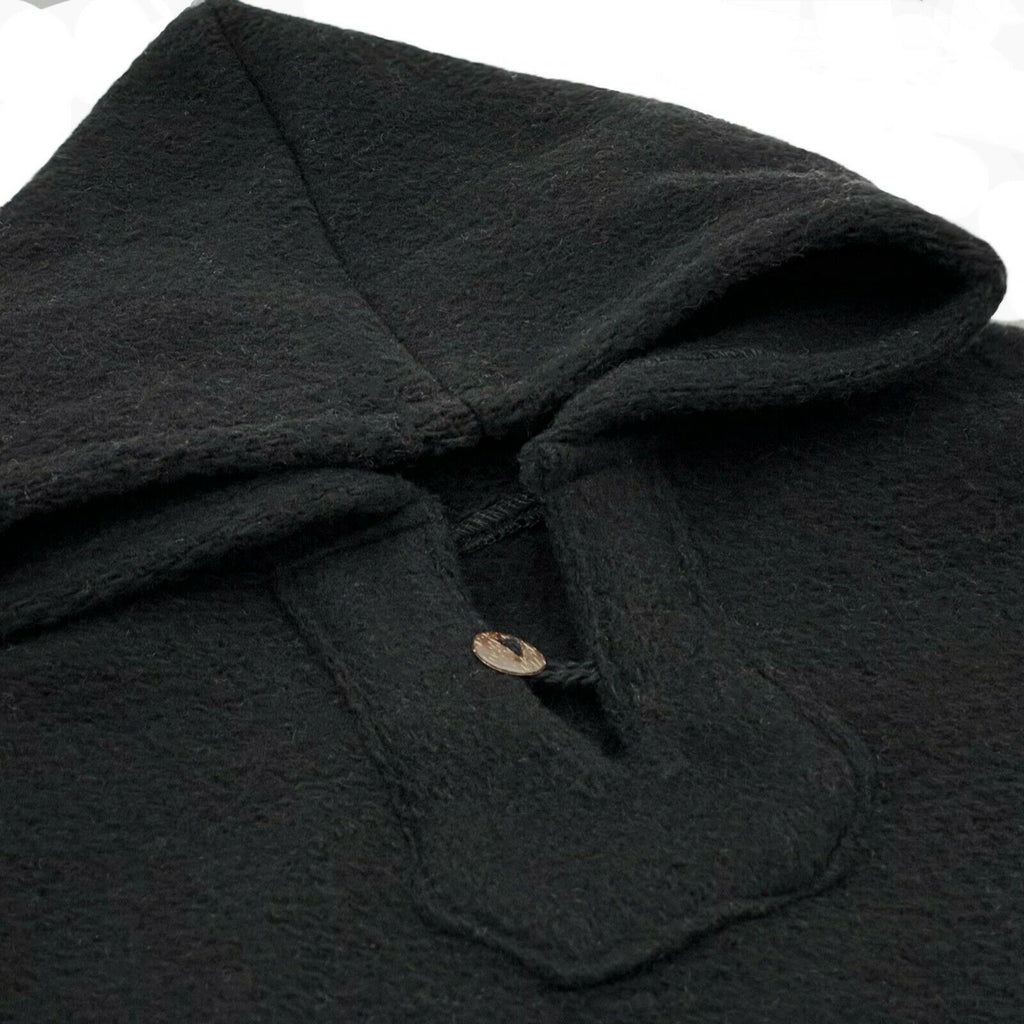 Extra Large Surfers Poncho with hood and pocket llama wool - BLACK ...