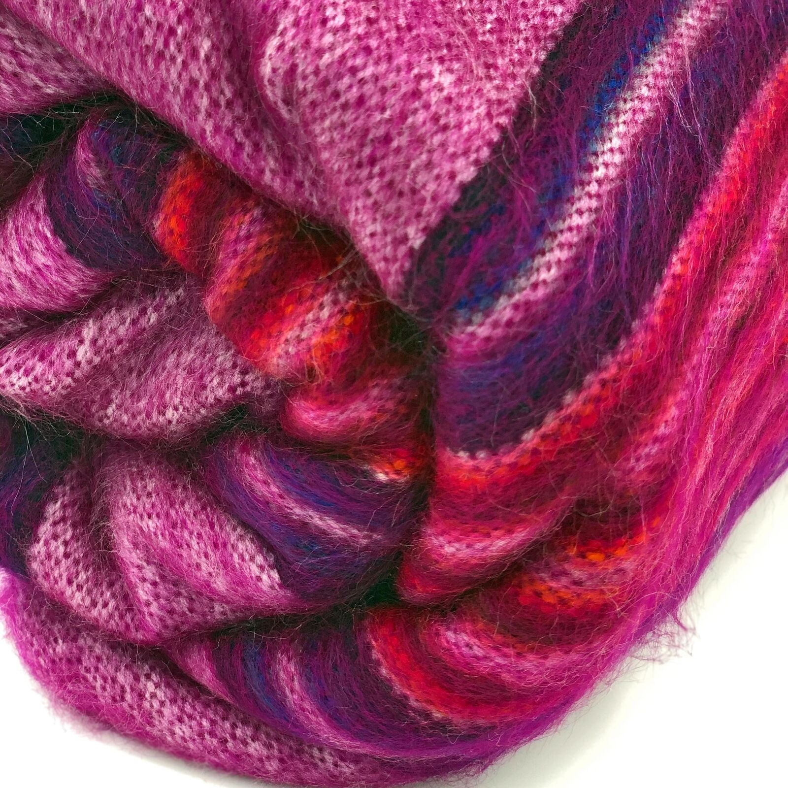 Cayetana - Baby Alpaca Wool Throw Blanket / Sofa Cover - Queen 90" x 65" - striped pattern pink/fuchsia