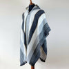 Load image into Gallery viewer, Llama Wool Unisex South American Handwoven Poncho - striped pattern white/gray/black