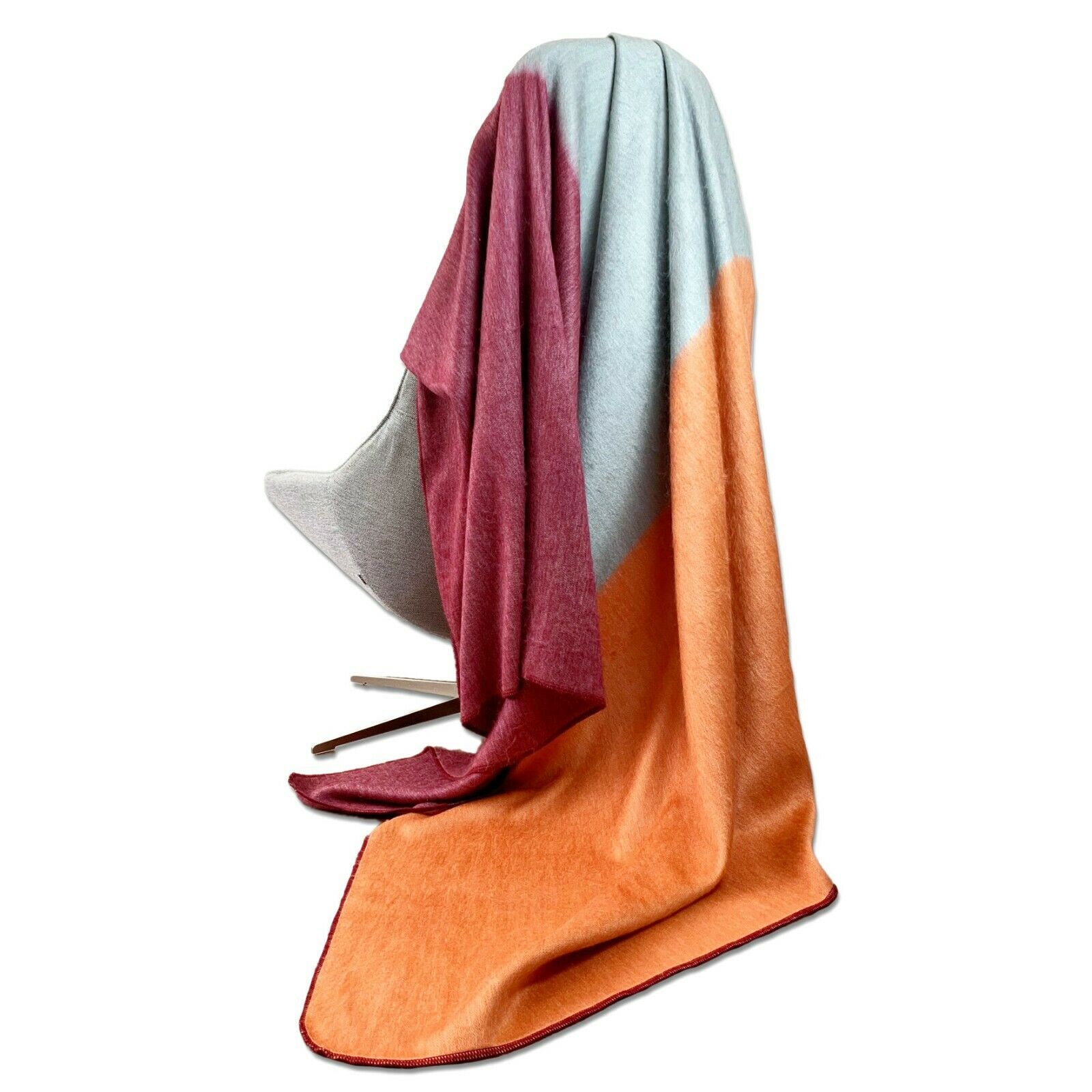 Cuchihuasi - Baby Alpaca Wool Throw Blanket / Sofa Cover - Queen 98" x 63" - Burgundy/Gray/Orange