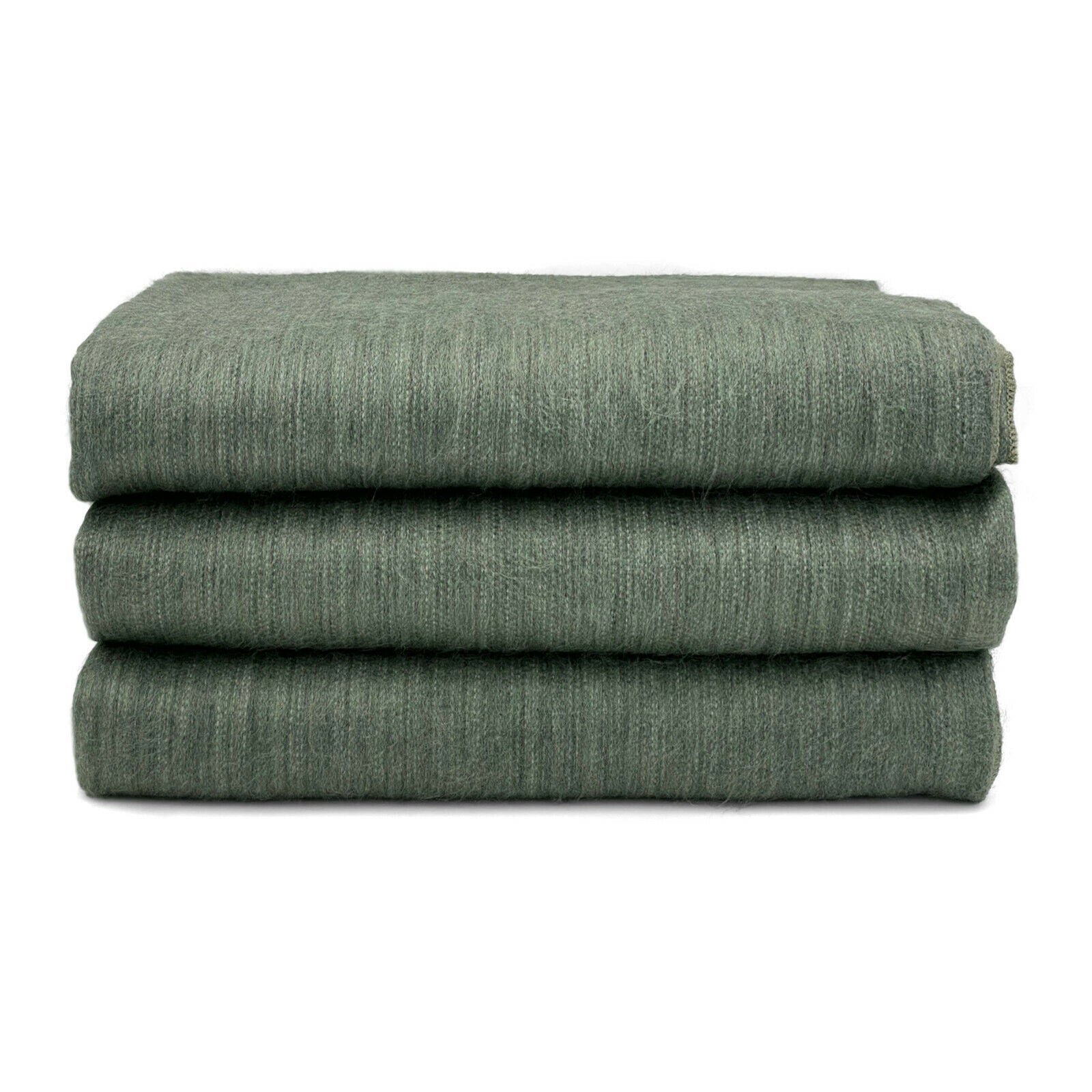 Pituca - Baby Alpaca Wool Throw Blanket / Sofa Cover - Queen 93" x 67" - solid green mica pattern